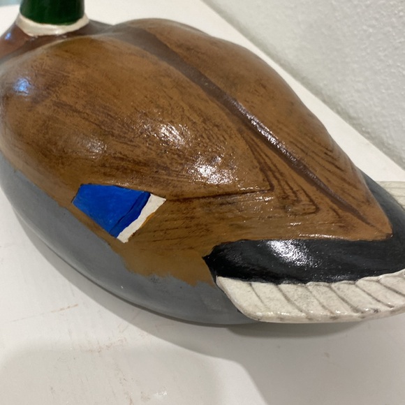 1974 Vintage Hand Painted Pottery Mallard Duck Decoy,  Artist Signed - Picture 4 of 7